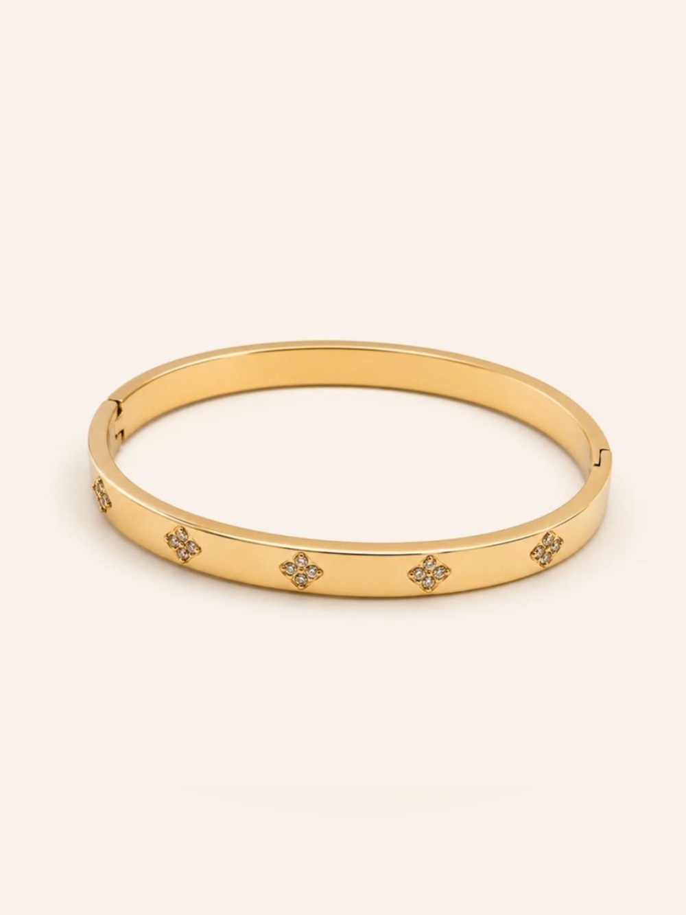 Gold Cherish Diamond Clover Bangle Bracelet - BNWOT